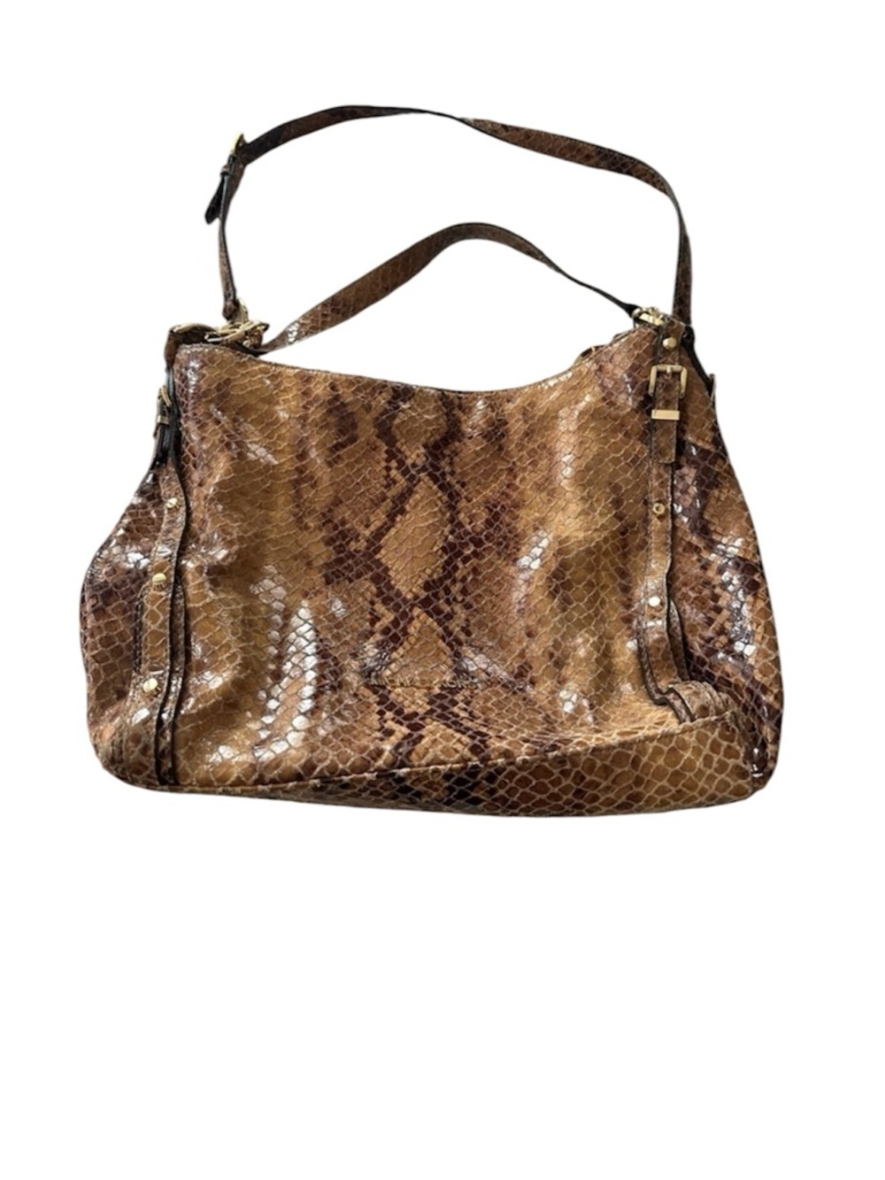Michael Kors Brown Snakeskin Embossed Shoulder Bag